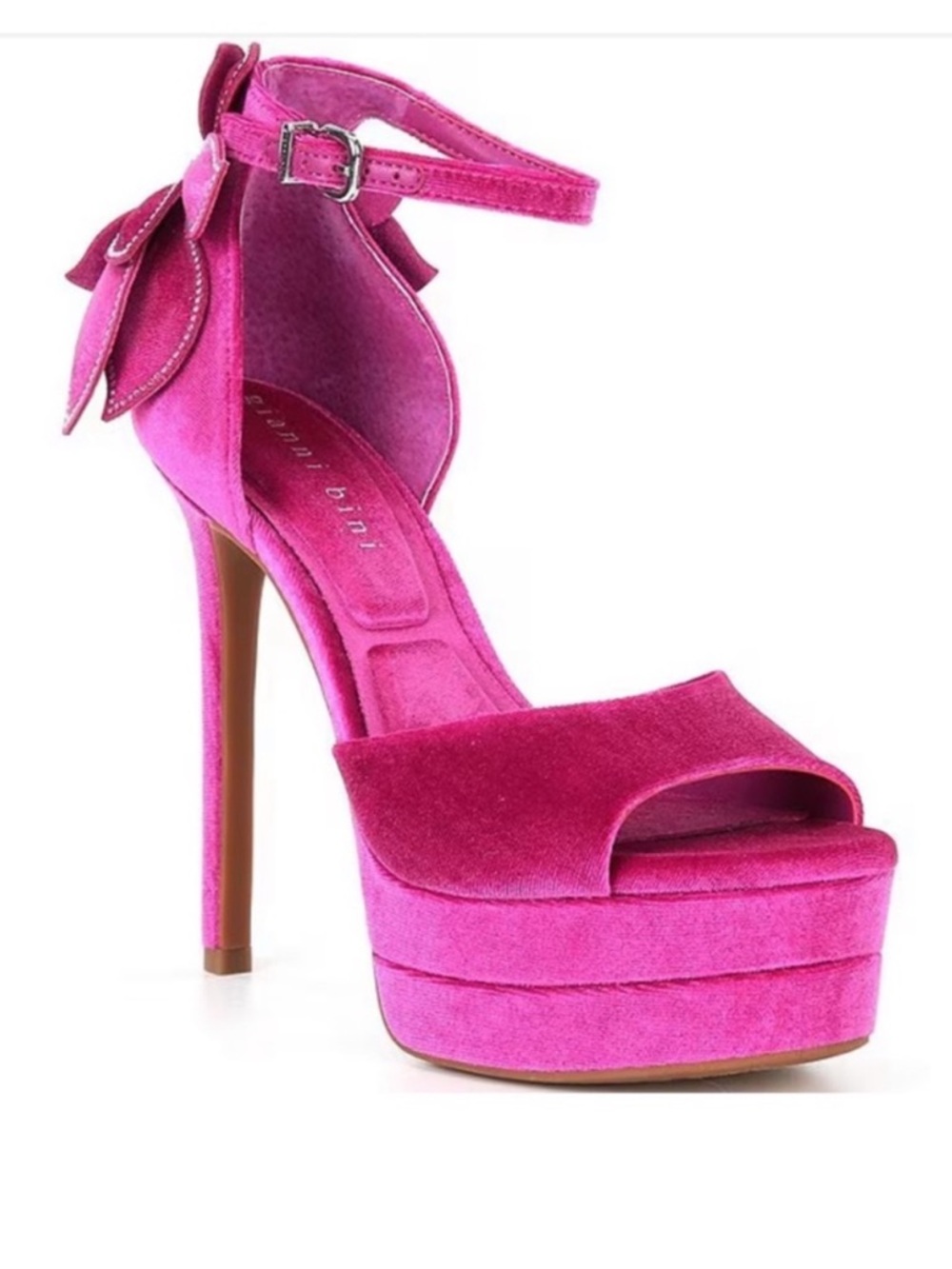 NEW Gianni Bini Karmello Velvet Flower Ankle Strap Platform Dress Sandals Size 9 - Picture 1 of 6